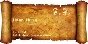Haar Huba névjegykártya